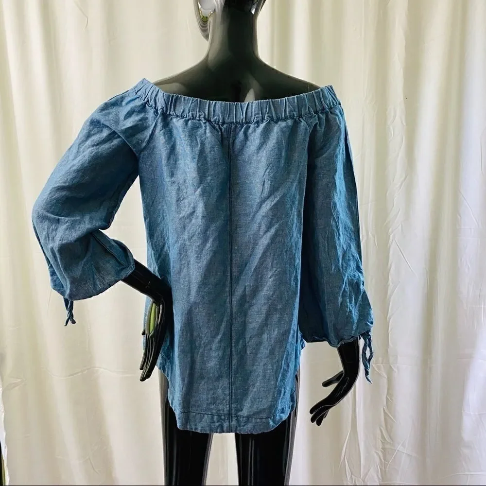 Free People Show Some Shoulder Top in Chambray
